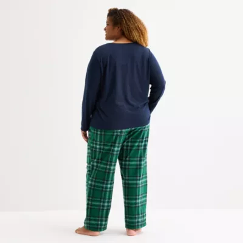 North Pole Trading Co. Womens Crew Neck Long Sleeve 2-pc. Matching Family Plus Pajama Sets