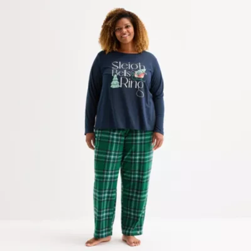 North Pole Trading Co. Womens Crew Neck Long Sleeve 2-pc. Matching Family Plus Pajama Sets