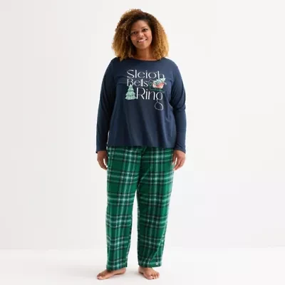 North Pole Trading Co. Womens Crew Neck Long Sleeve 2-pc. Matching Family Plus Pajama Sets