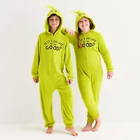 Little & Big Kid Unisex Grinch Fleece Hooded Long Sleeve One Piece Pajama