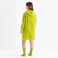 Little & Big Kid Girls Grinch Fleece Hooded Long Sleeve Nightshirt