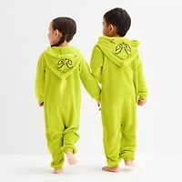 Toddler Unisex Grinch Fleece Hooded Long Sleeve One Piece Pajama