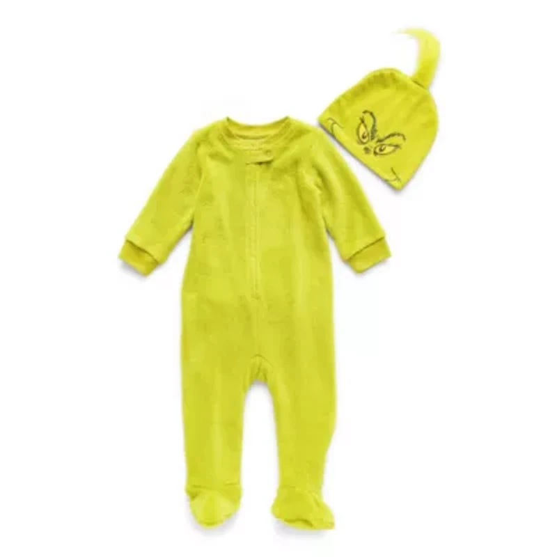 Baby Unisex Footed Grinch Fleece Long Sleeve Pajamas