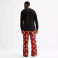 Mens Grinch Microfleece Crew Neck Long Sleeve 2-pc. Pajama Sets