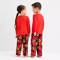 Little Unisex Grinch Microfleece Crew Neck Long Sleeve 2-pc. Pajama Sets