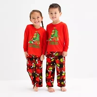 Little Unisex Grinch Microfleece Crew Neck Long Sleeve 2-pc. Pajama Sets