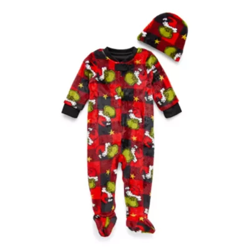 Baby Unisex Footed Grinch Microfleece Long Sleeve Pajamas
