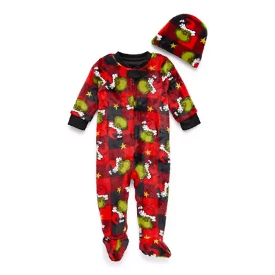 Baby Unisex Footed Grinch Microfleece Long Sleeve Pajamas