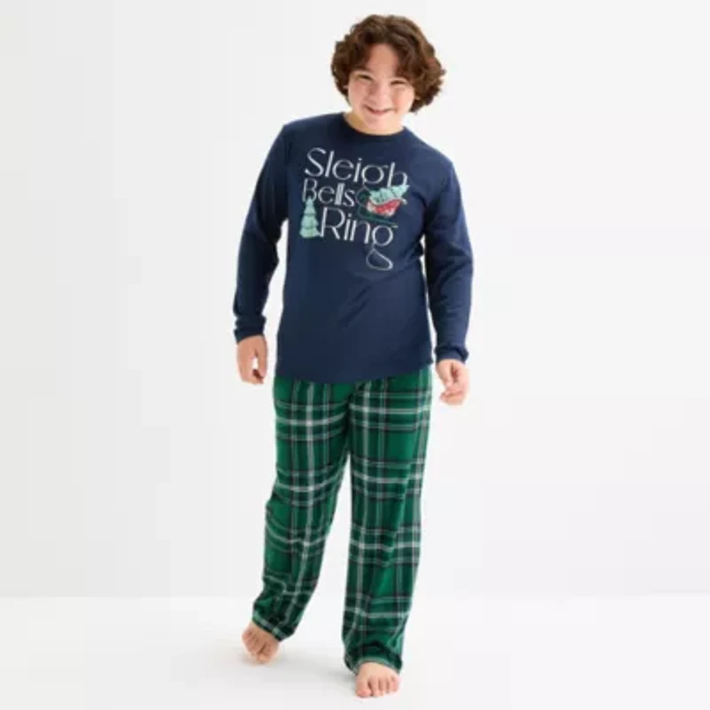 North Pole Trading Co. Sleigh Bells Ring Big Kid Unisex Crew Neck Long Sleeve 2-pc. Matching Family Husky Pajama Sets
