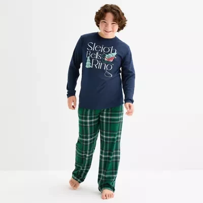 North Pole Trading Co. Sleigh Bells Ring Big Kid Unisex Crew Neck Long Sleeve 2-pc. Matching Family Husky Pajama Sets