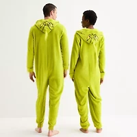 Unisex Adult Dr. Seuss Grinch Fleece Hooded Long Sleeve Matching Family One Piece Pajama