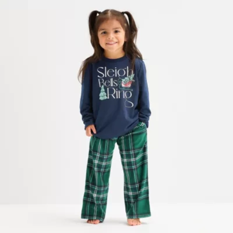 North Pole Trading Co. Sleigh Bells Ring Toddler Unisex Adaptive Easy-on + Easy-off Crew Neck Long Sleeve 2-pc. Matching Family Pajama Sets