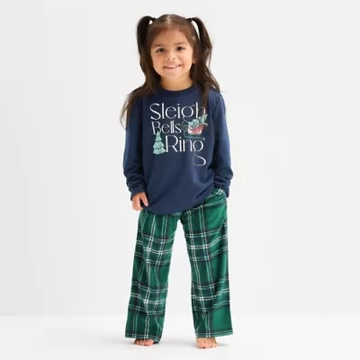 North Pole Trading Co. Sleigh Bells Ring Toddler Unisex Adaptive Easy-on + Easy-off Crew Neck Long Sleeve 2-pc. Matching Family Pajama Sets