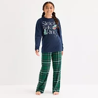 North Pole Trading Co. Sleigh Bells Ring Little & Big Kid Unisex Adaptive Easy-on + Easy-off Crew Neck Long Sleeve 2-pc. Matching Family Pajama Sets