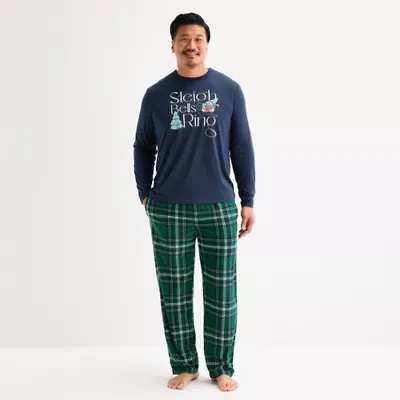 North Pole Trading Co. Sleigh Bells Ring Mens Adaptive Easy-on + Easy-off Crew Neck Long Sleeve 2-pc. Matching Family Pajama Sets