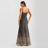 Bob Mackie Womens Sleeveless Sequin Evening Gown