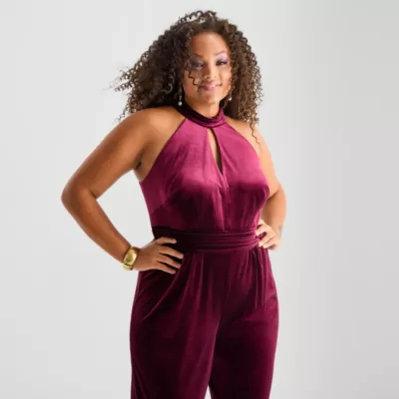 Bob Mackie Sleeveless Womens-Plus Jumpsuit