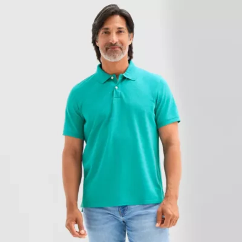 St. John's Bay Premium Stretch Mens Classic Fit Short Sleeve Polo Shirt