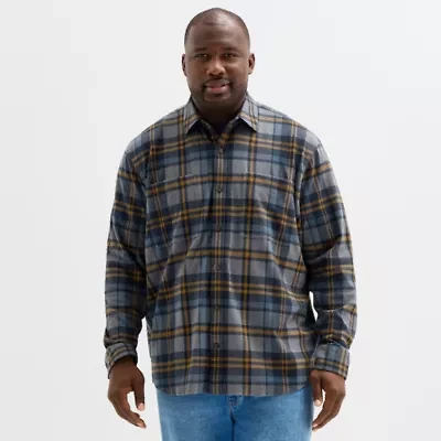 mutual weave Mens Long Sleeve Classic Fit Big and Tall Flannel Shirt