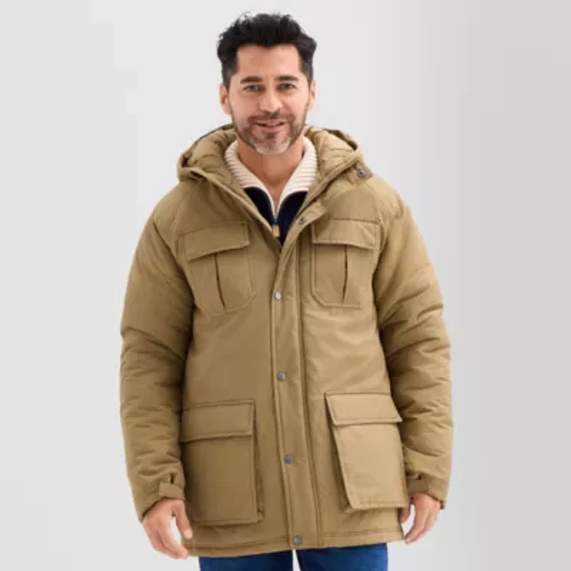 St. John's Bay Mens Hooded Hidden Access Opening Heavyweight Parka