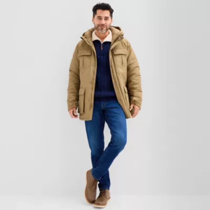 St. John's Bay Mens Hooded Hidden Access Opening Heavyweight Parka