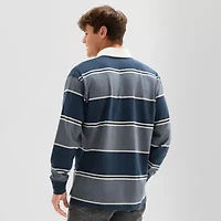 Arizona Mens Long Sleeve Regular Fit Spread Collar Striped Rugby Shirt