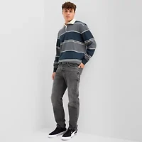 Arizona Mens Long Sleeve Regular Fit Spread Collar Striped Rugby Shirt