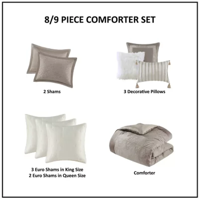 Madison Park Signature Pescal Velvet 8-pc Comforter Set with Decorative Pillows