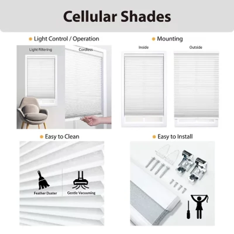 Eco Estates Honeycomb Cut-To-Width Cordless Light-Filtering Cellular Shade