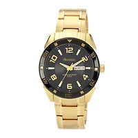 Armitron® Mens Gold-Tone Black Dial Watch