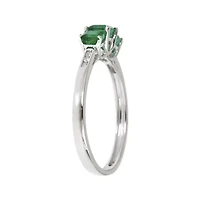 LIMITED QUANTITIES Genuine Emerald and Diamond-Accent Band