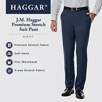 Haggar JMH 4 Way Stretch Mens Fabric Slim Fit Flat Front Suit Pant