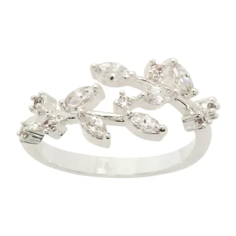 Sparkle Allure Womens White Cubic Zirconia Pure Silver Over Brass Hypoallergenic Bypass  Band