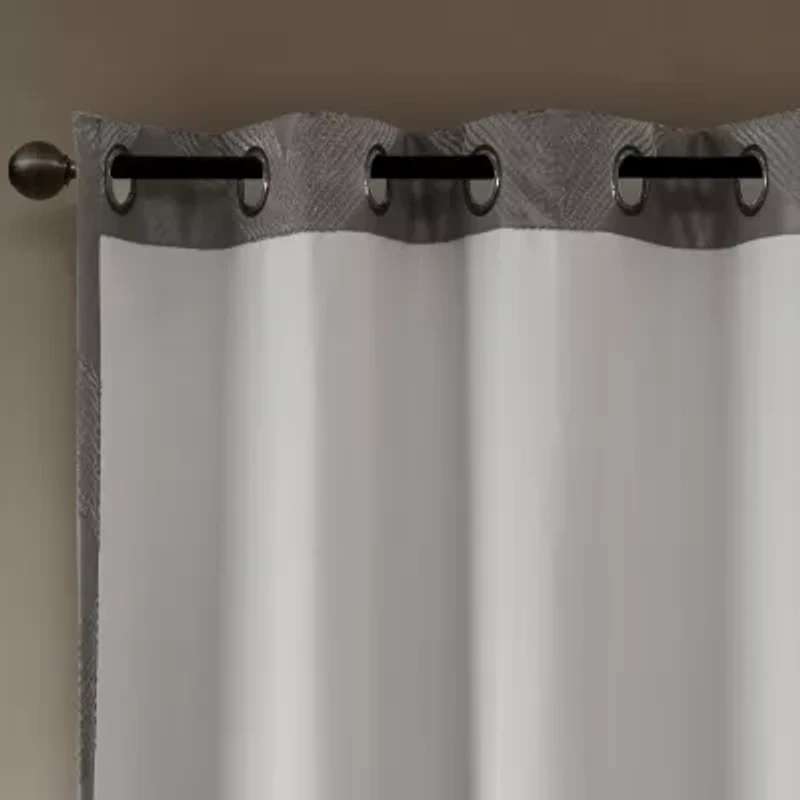 Madison Park Abel Jacquard Grommet Top 100% Blackout Single Curtain Panel