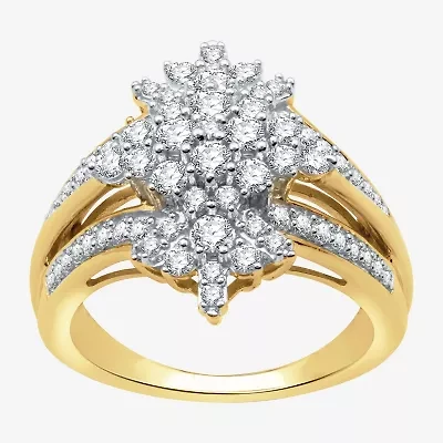(H-I / I1) Womens 1 CT. T.W. Lab Grown Diamond 10K Gold Cocktail Ring