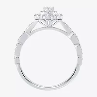 Signature By Modern Bride Womens 1/2 CT.T.W. Natural Diamond 10K or 14K White Gold Pear Side Stone Halo Engagement Ring