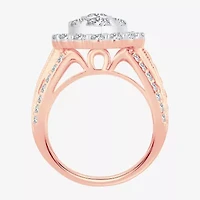 (I / Si1-Si2) Womens 3 CT. T.W. Lab Grown White Diamond 10K Gold Pear Side Stone Halo Engagement Ring
