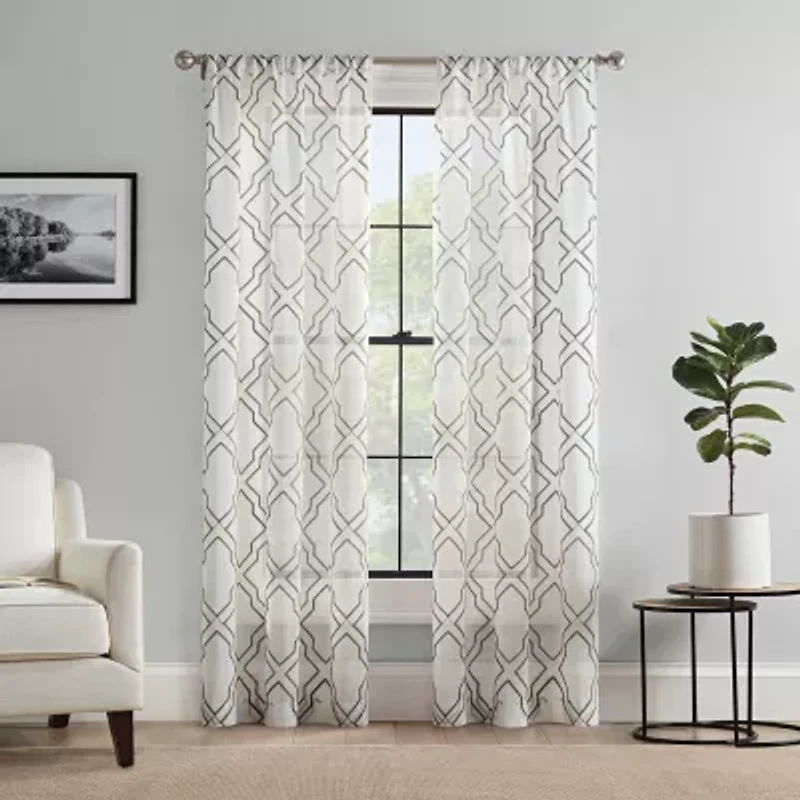 Mercantile Ember Rod Pocket Sheer Set of 2 Curtain Panel
