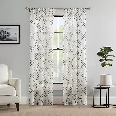 Mercantile Ember Rod Pocket Sheer Set of 2 Curtain Panel