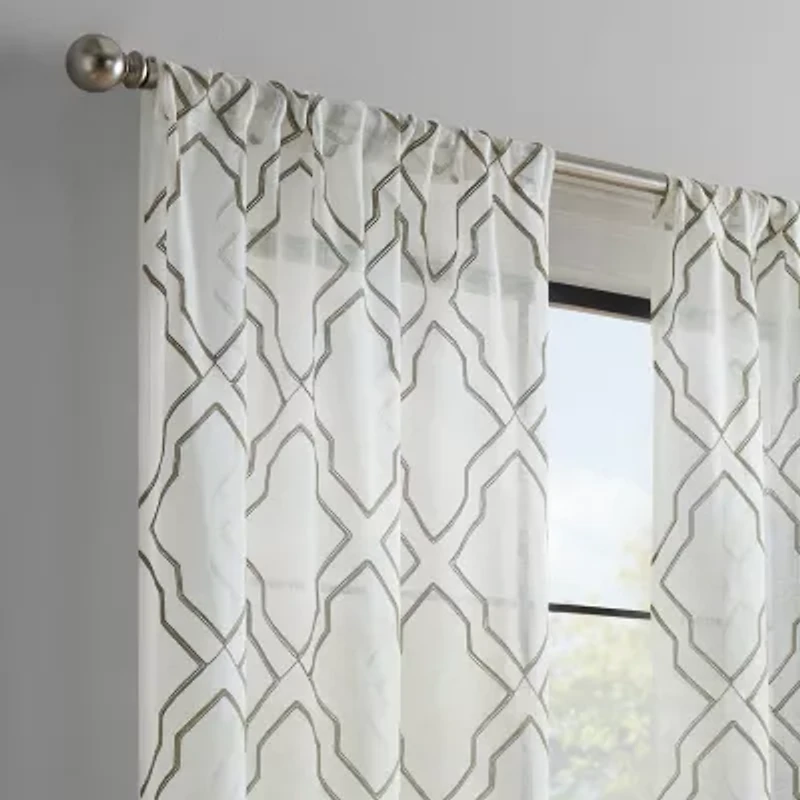 Mercantile Ember Rod Pocket Sheer Set of 2 Curtain Panel
