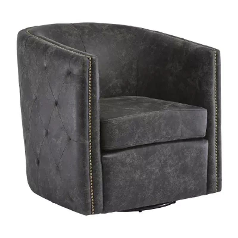 Signature Design by Ashley® Brentlow Living Room Collection Tufted Swivel Barrel Chair