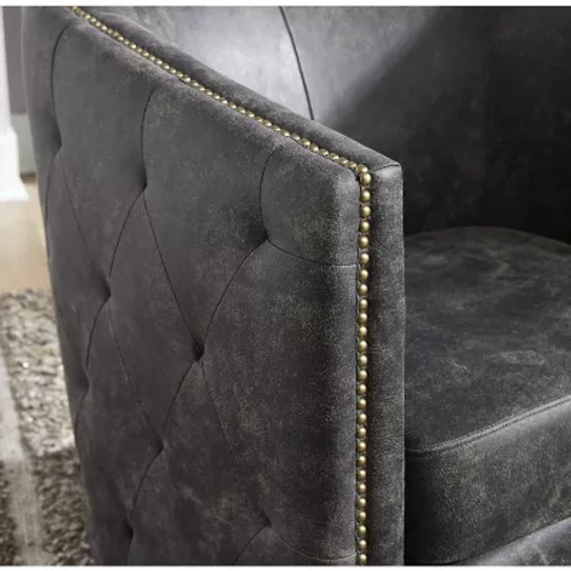 Signature Design by Ashley® Brentlow Living Room Collection Tufted Swivel Barrel Chair