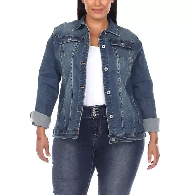 White Mark Womens Plus Denim Midweight Jacket