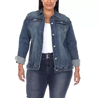 White Mark Womens Plus Denim Midweight Jacket