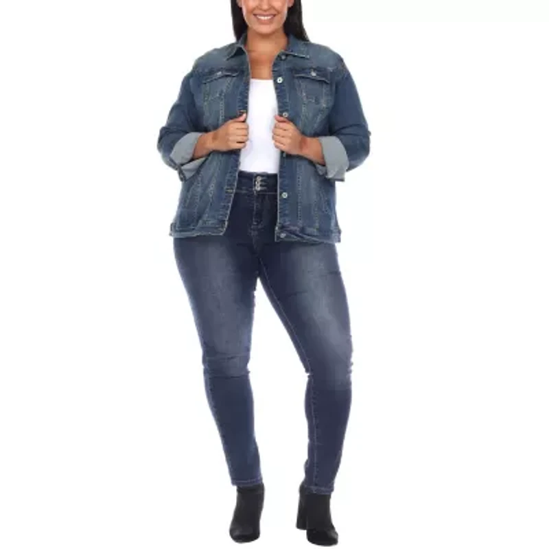 White Mark Womens Plus Denim Midweight Jacket