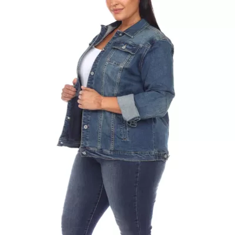 White Mark Womens Plus Denim Midweight Jacket