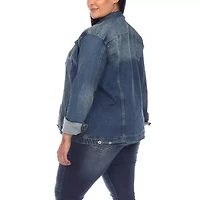 White Mark Womens Plus Denim Midweight Jacket