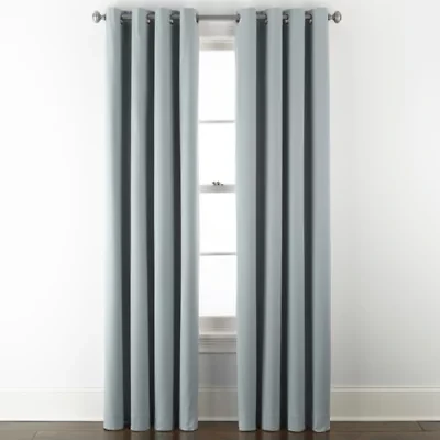 Linden Street Naturals Grommet Top 100% Blackout Single Curtain Panel