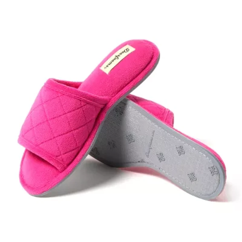 Dearfoams Beatrice Quilted Terry Womens Memory Foam Slip-On Slippers