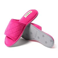 Dearfoams Beatrice Quilted Terry Womens Memory Foam Slip-On Slippers